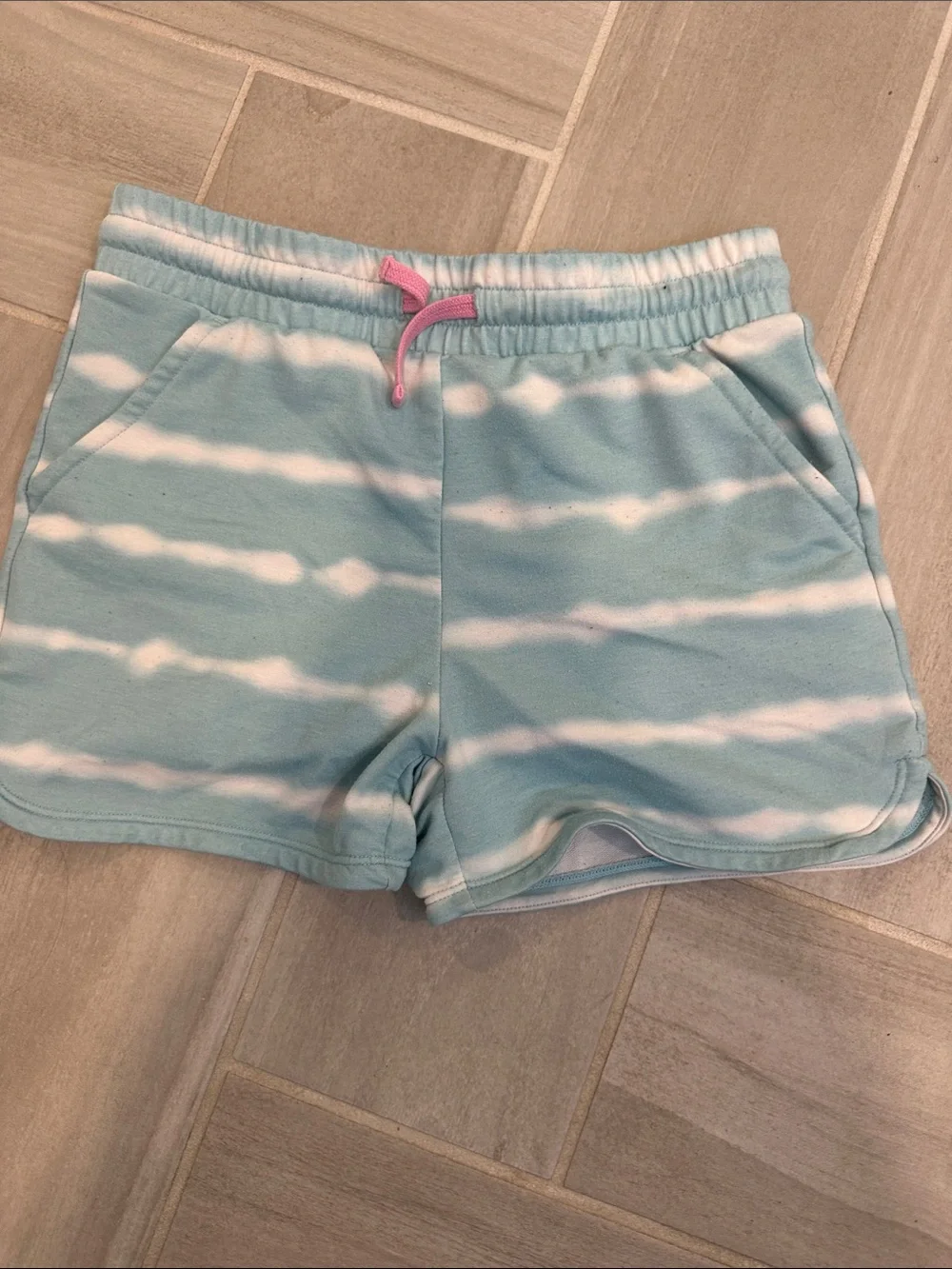 Kids Aqua Tie-Dye Long Sleeve Top & Shorts Pajama Set